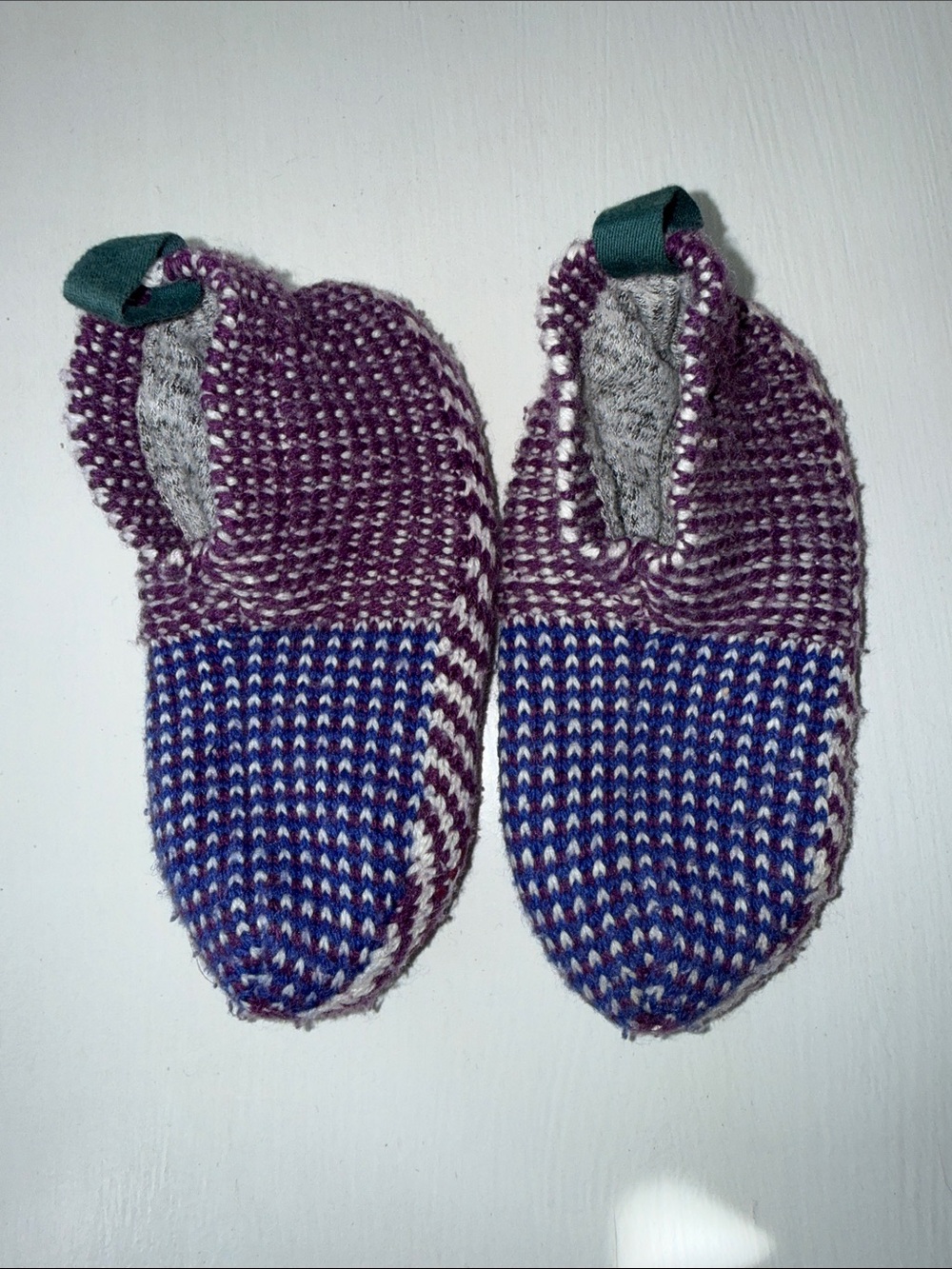 Bombas Kids Knit Sock Slippers - Purple, Blue and White